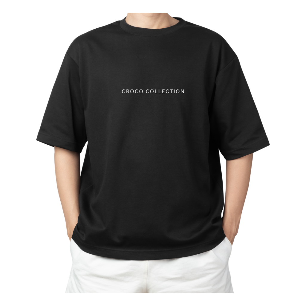 Camiseta Croco Collection - BASICS Negra Horizontal